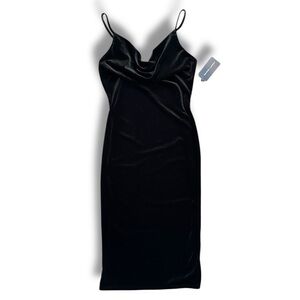 MELROSE AND MARKET Cowl Neck Sleeveless Velvet Midi Dress In Black- Size S
